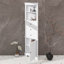 Armoire de salle de bain haute en coin avec portes, organisateurs triangulaires et rangement avec 3 tiroirs et tablettes réglables, armoire de toilette pour la salle de bain-899576719
