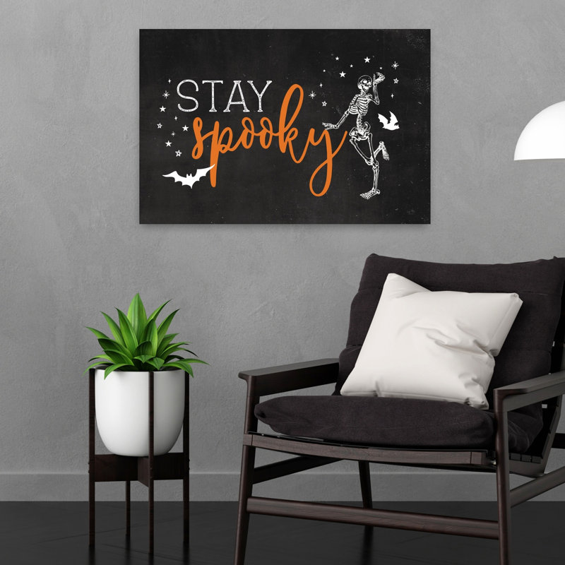 «Stay Spooky», art contemporain de chauve-souris, paysage naturel, H 16 po x l 24 po