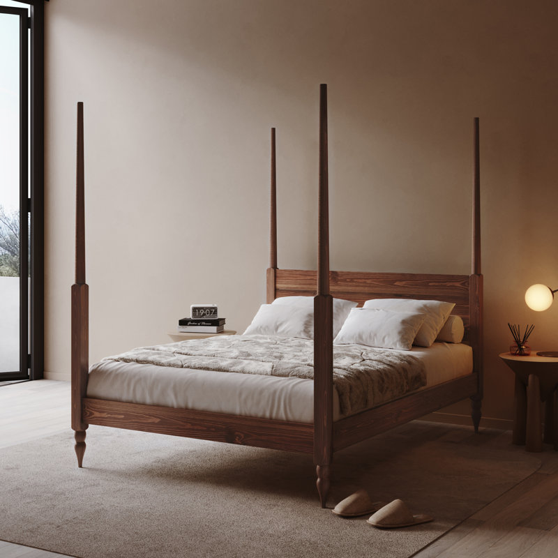 Thorndale Solid Wood Bed, European Single (90 x 200 cm), Espresso Wood