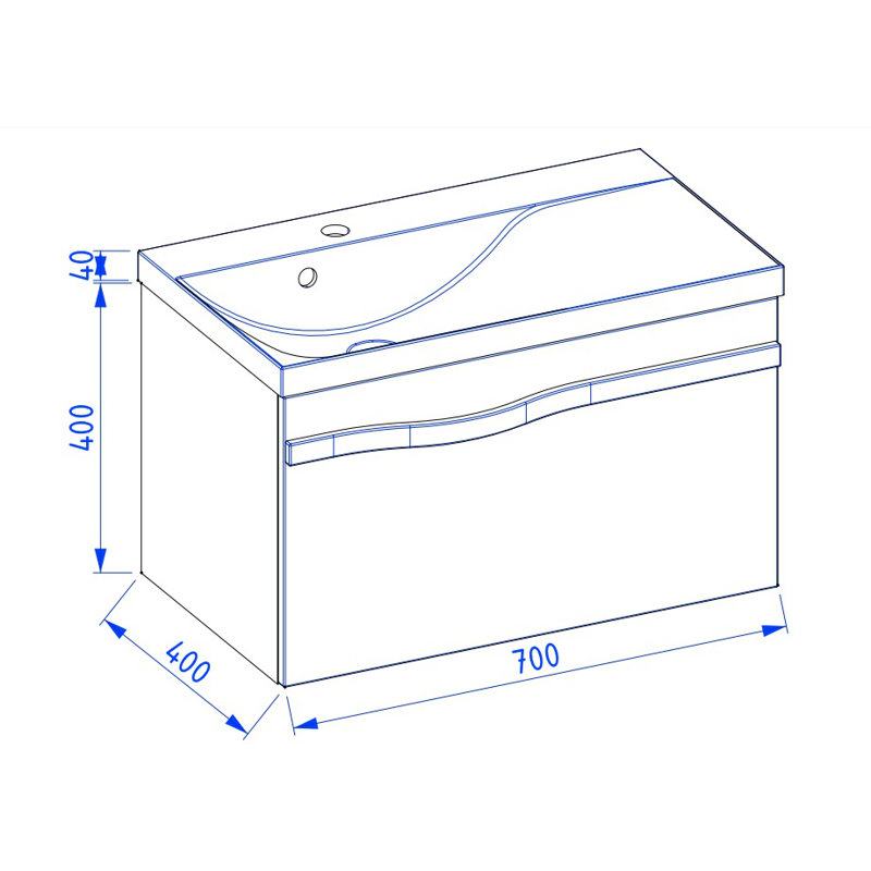Bathroom Vanity Base Only, Navy Blue, Brushed Black
