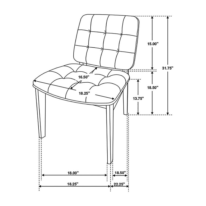 Chaise d'appoint rembourrée (ensemble de 2), Noir