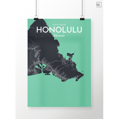 Honolulu City Map - No Frame Print
