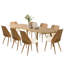 Ensemble de table de salle à manger 8 personnes Atkins avec table extensible et 8 chaises en tissu Boucle