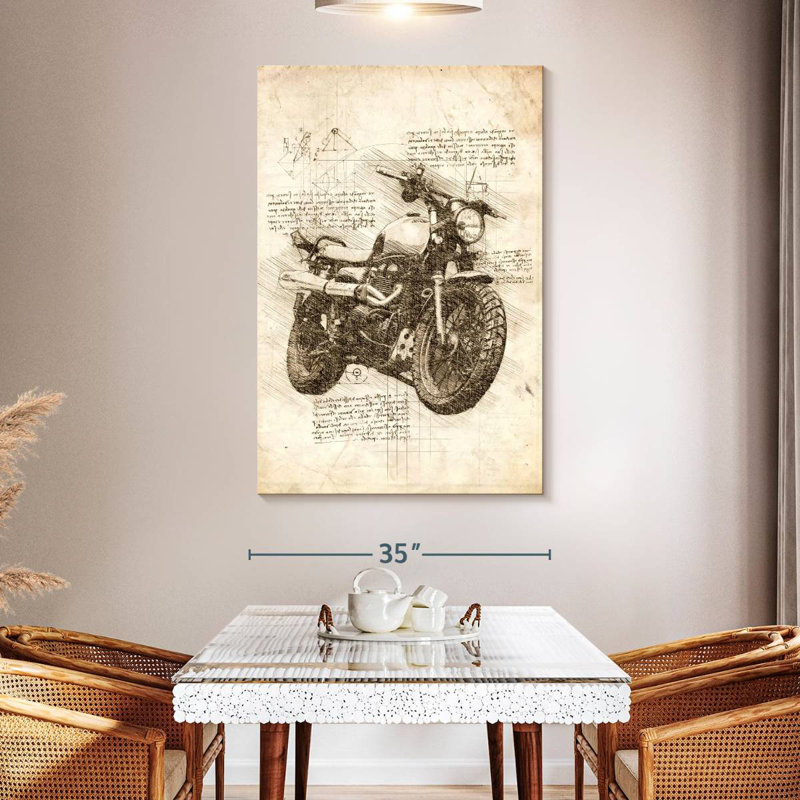 Laelle Old Motorcycle Sepia, 51" H x 34" W