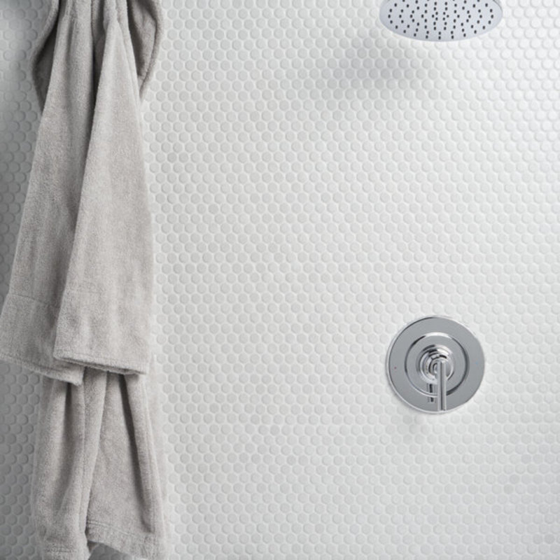 Eden 1" Rimmed Penny Round Matte Porcelain Mosaic Tile, Matte White