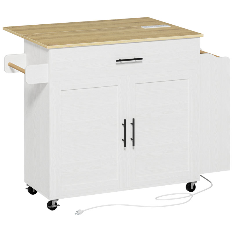 Rolling Kitchen Island, White