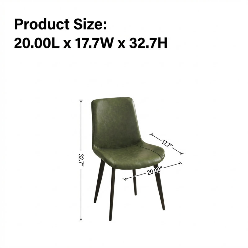 Ensemble de 2 chaises de salle à manger rembourrées Modern avec coussin en similicuir et pieds robustes en métal