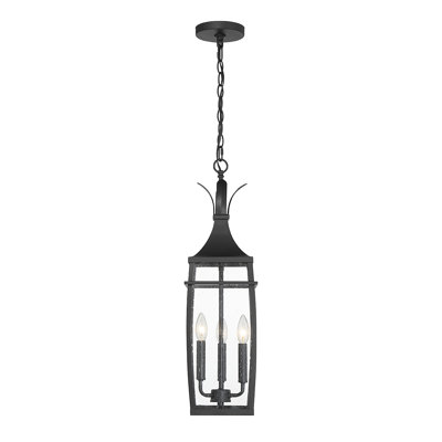 Carlyrose Black 3 -Bulb 25" H Outdoor Hanging Lantern