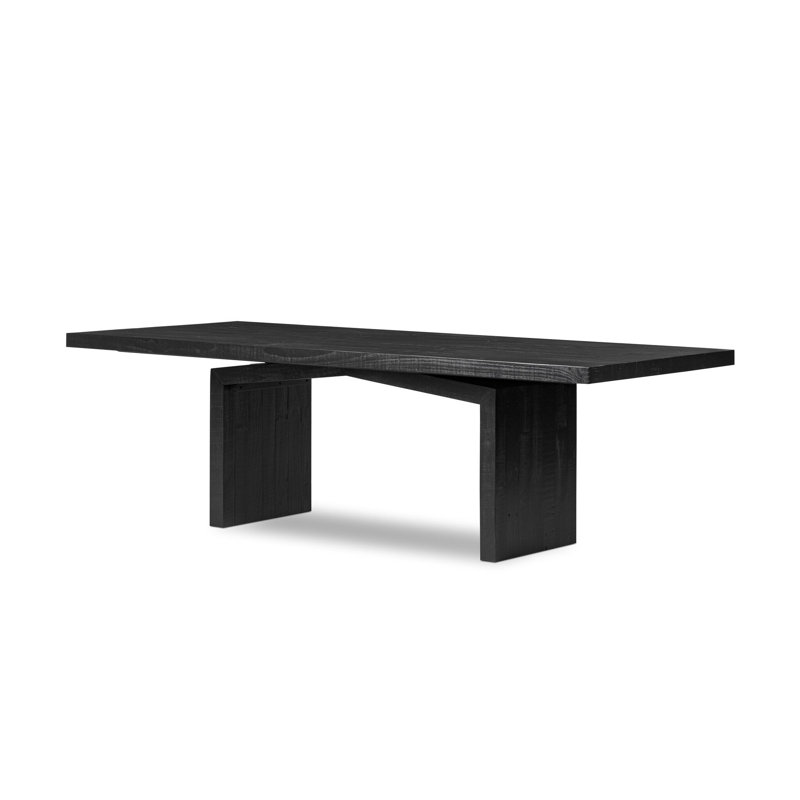 Matthes Solid Wood Dining Table, Aged Black Pine