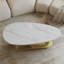 Table basse moderne en pierre frittée avec base en acier inoxydable - Centre de table de salon élégant et durable-1926905027