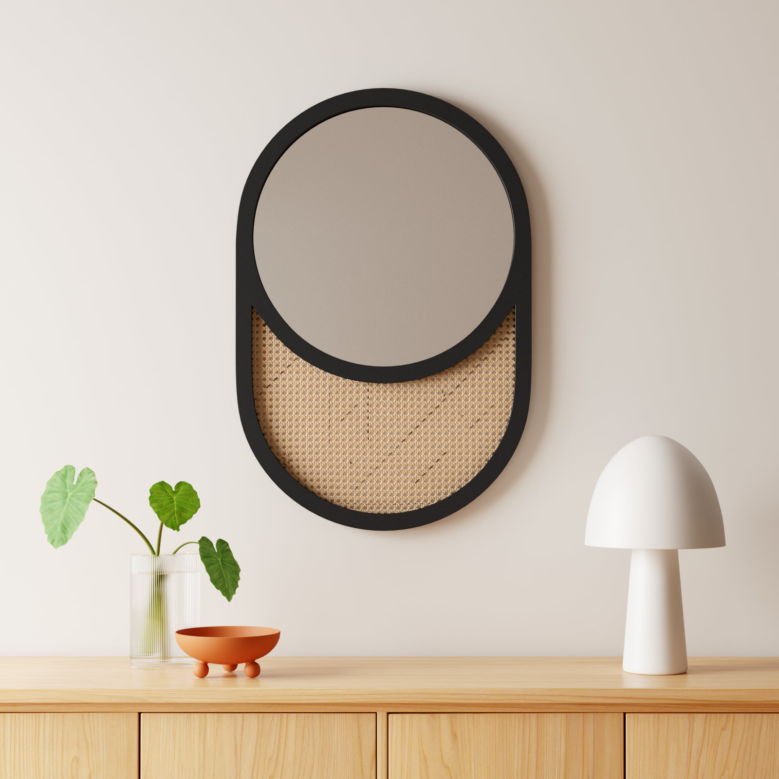 Risley 24" Pine Accent Mirror, Black/Natural