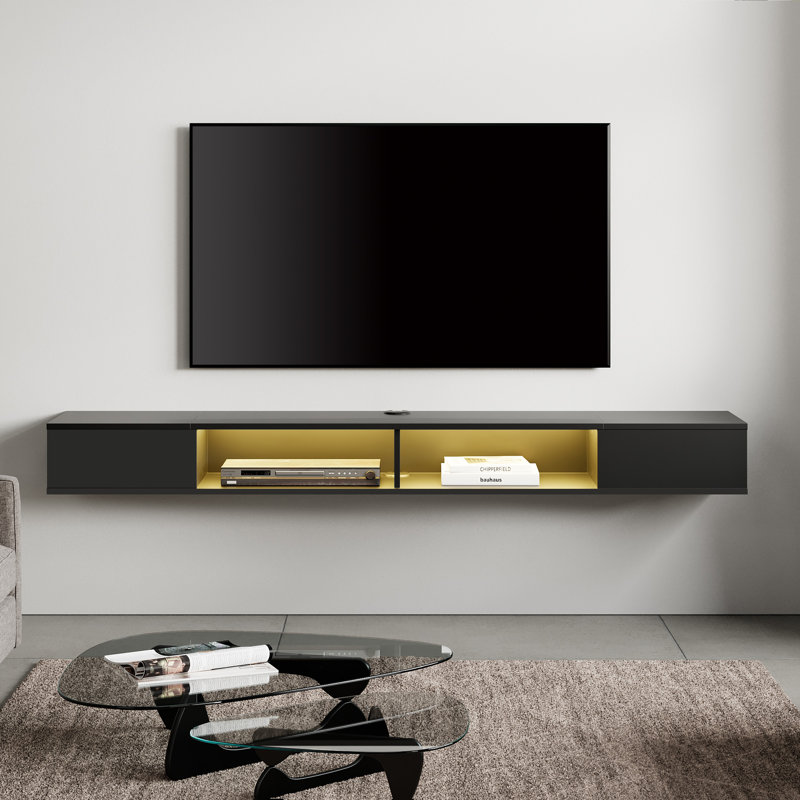 Floating for TVs up to 75, Black, 11.8