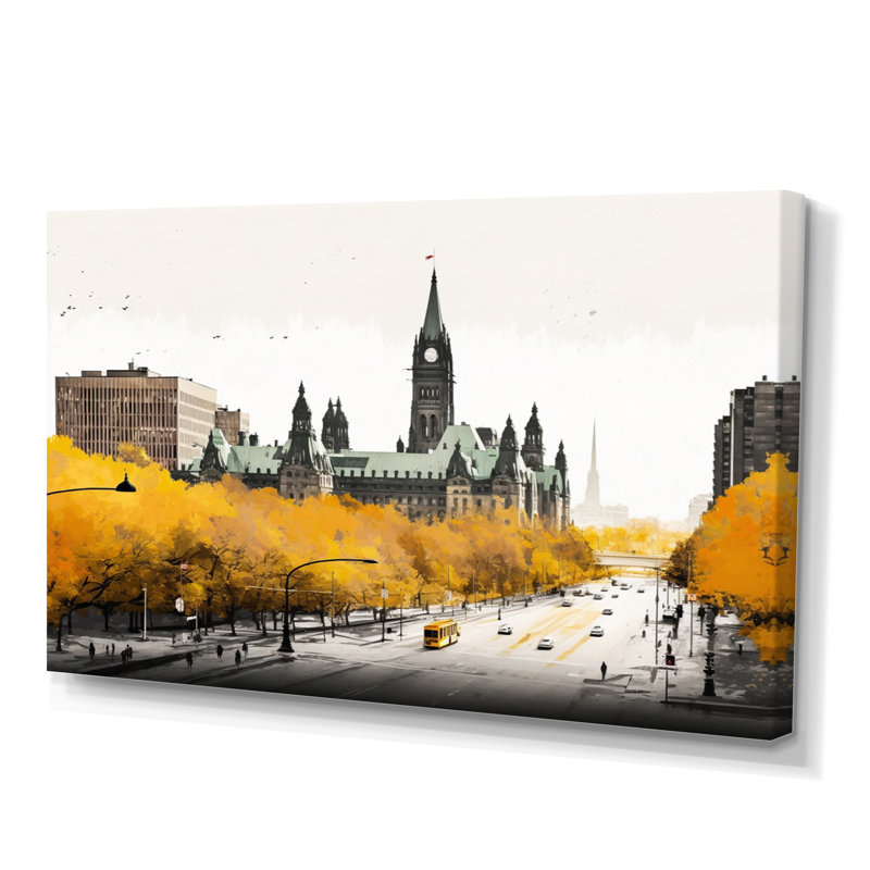 Ottawa in the Fall II - reproduction sur toile, H 12 po x l 20 po x P 1 po, Toile tendue