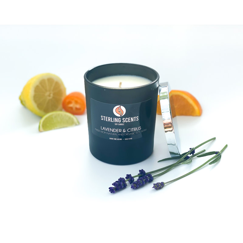 Citrus Scented Jar Candle with Glass Holder