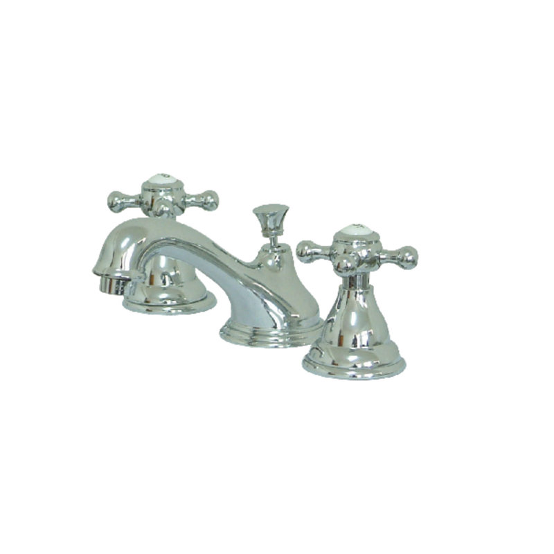 Widespread Bathroom Faucet with Double Buckingham Cross Handles, Polished Chrome