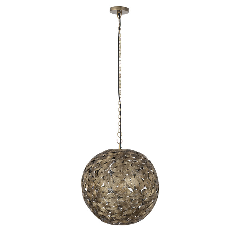 Luminaire suspendu en laiton antique 1 lumière Kora, H 95 po x l 15 po, Brun