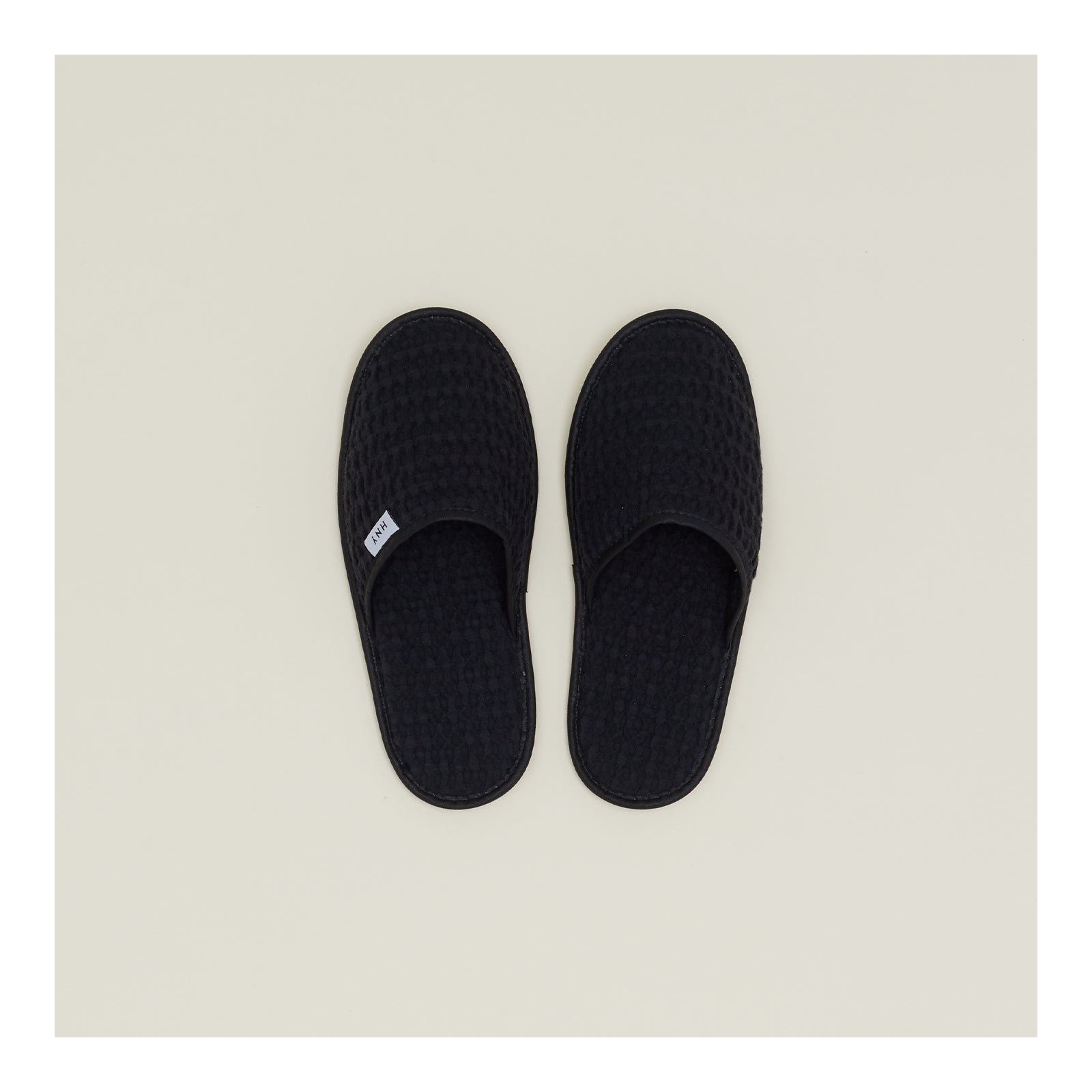 Simple Cotton Waffle Slippers, Small, Black