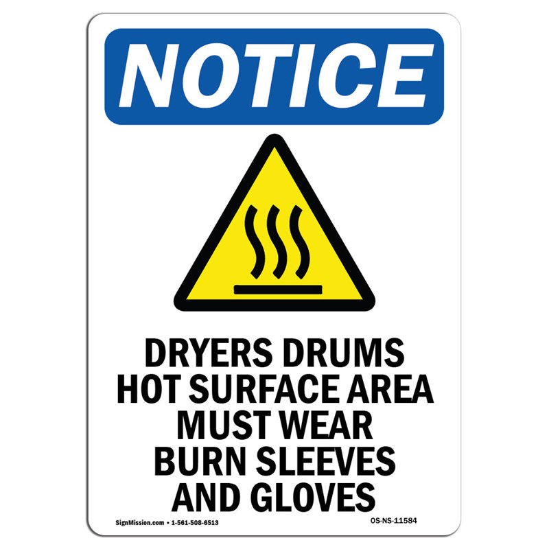 Dryers Drums Hot Surface Sign