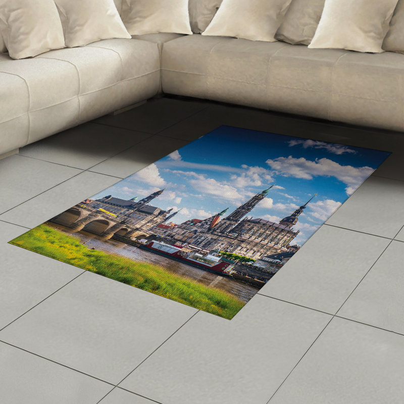 Tapis décoratif à longs fils en fibre de polyester haute densité City, Rectangle— 4 pi x 5 pi 8 po