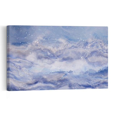 Montagnes sous un ciel étoilé - Paysage abstrait, onirique et éthéré - Affiche murale hivernale