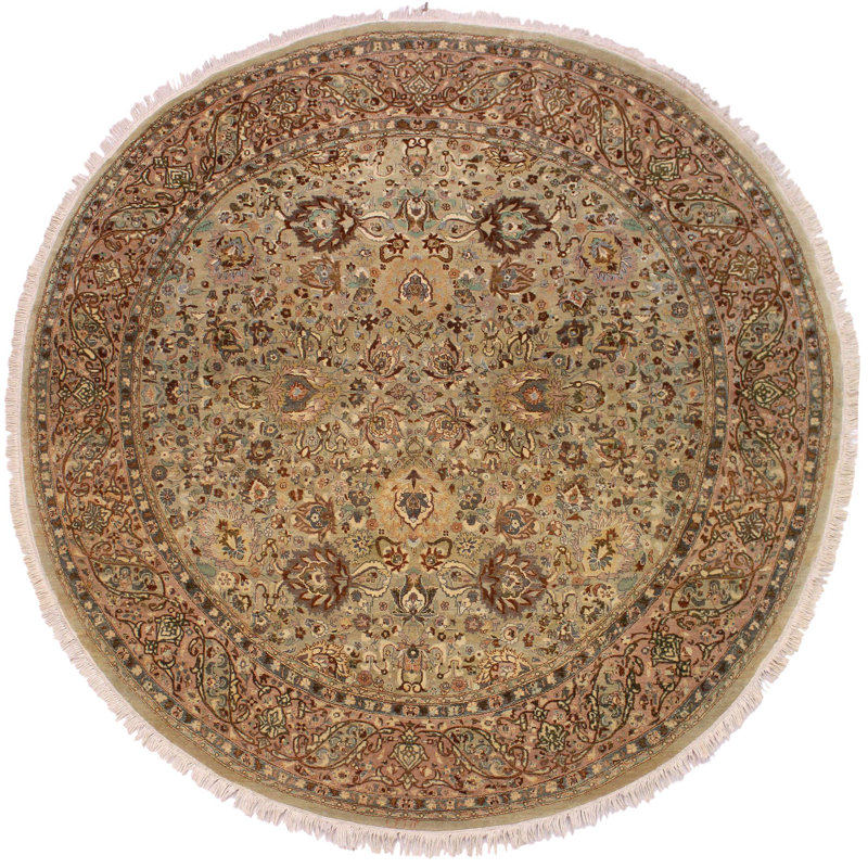Tapis oriental doré en laine noué à la main 7 pi 10 po Jorma