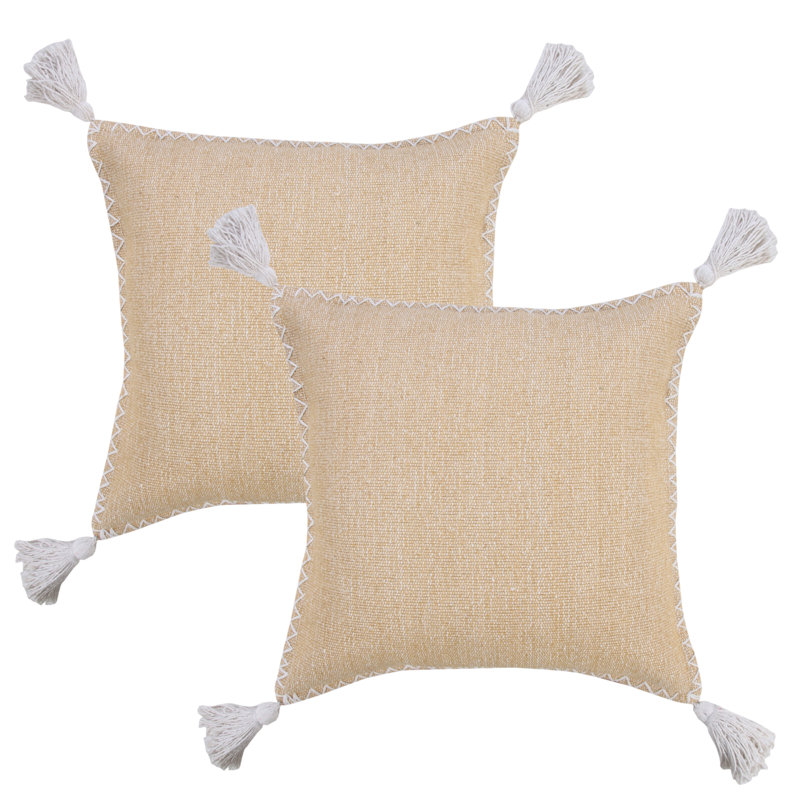 Ensemble de housse de coussin en coton beige, Polyester