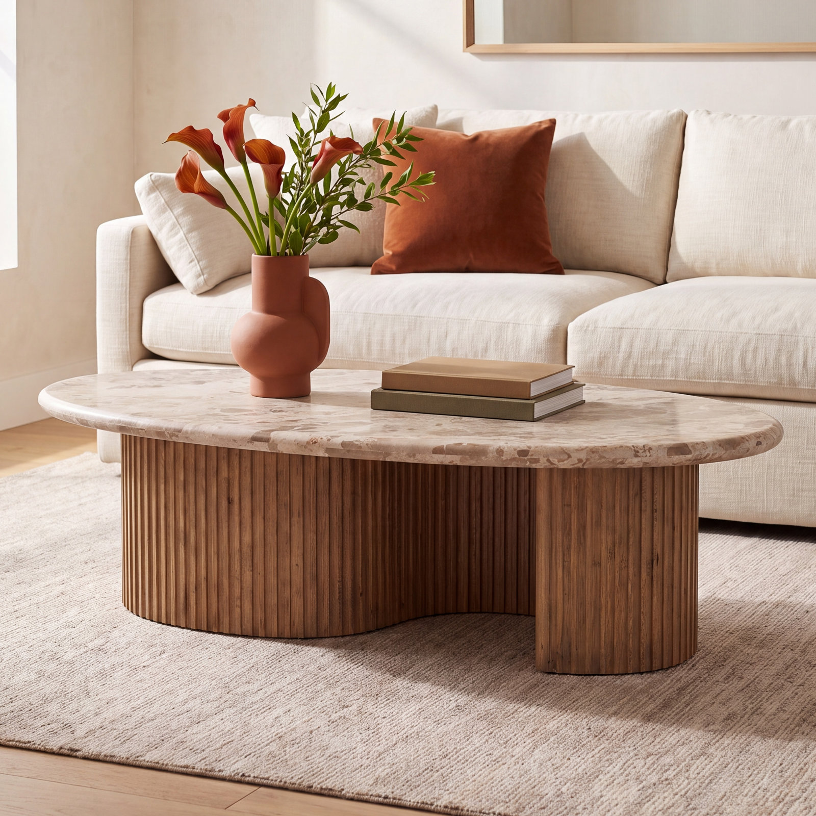 Galena 54" Genuine Marble Coffee Table