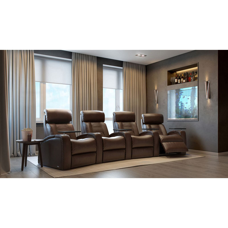 Rangée de sièges de cinéma maison diamond stitch (rangée de 4), Minuit classique