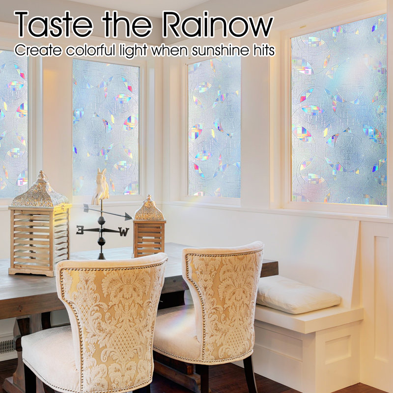Rainbow Effect Vinyl Privacy Window Film with Irregular Prism Patterns