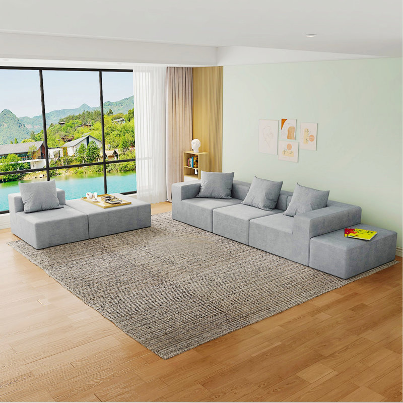 Canapé modulaire Boneless, canapé modulaire avec 2 repose-pieds pour le salon