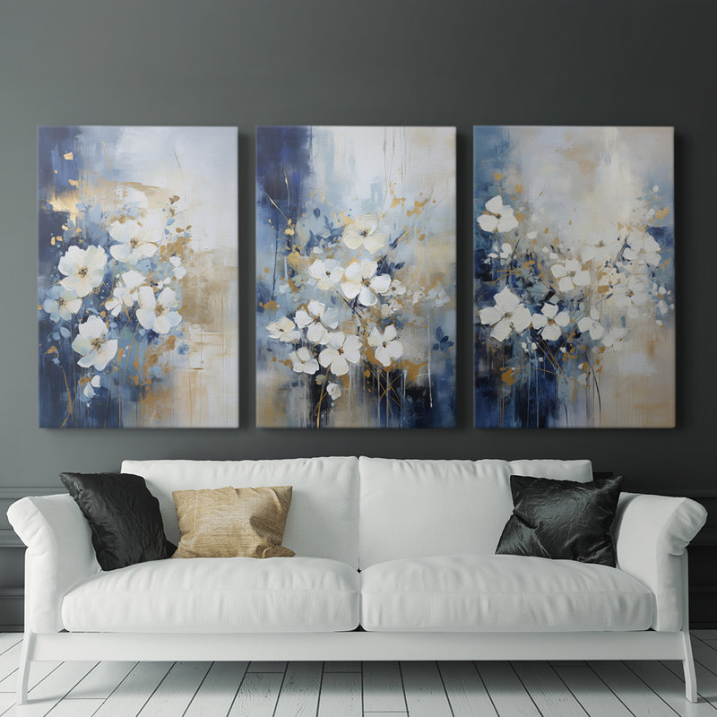 Floral Study Series XCI - Ensemble de toiles tendues avec châssis Premium - Prêt à être accroché