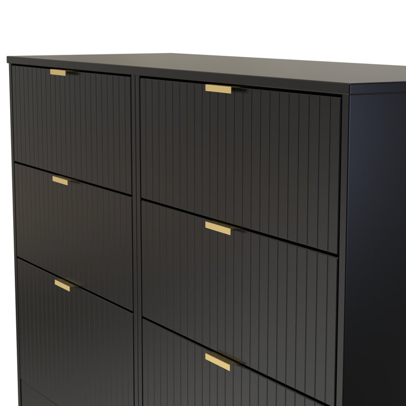 Berklie 115cm W 6 - Drawer Chest of Drawers, Deep Black/Black Matt
