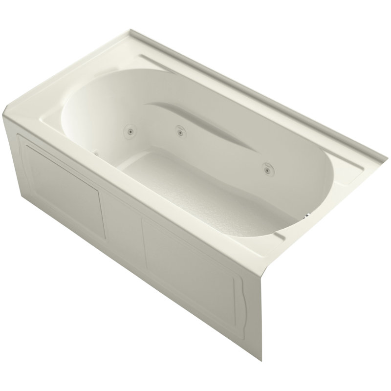 Devonshire Alcove 60" x 32" Whirpool Bathtub, Biscuit, Left