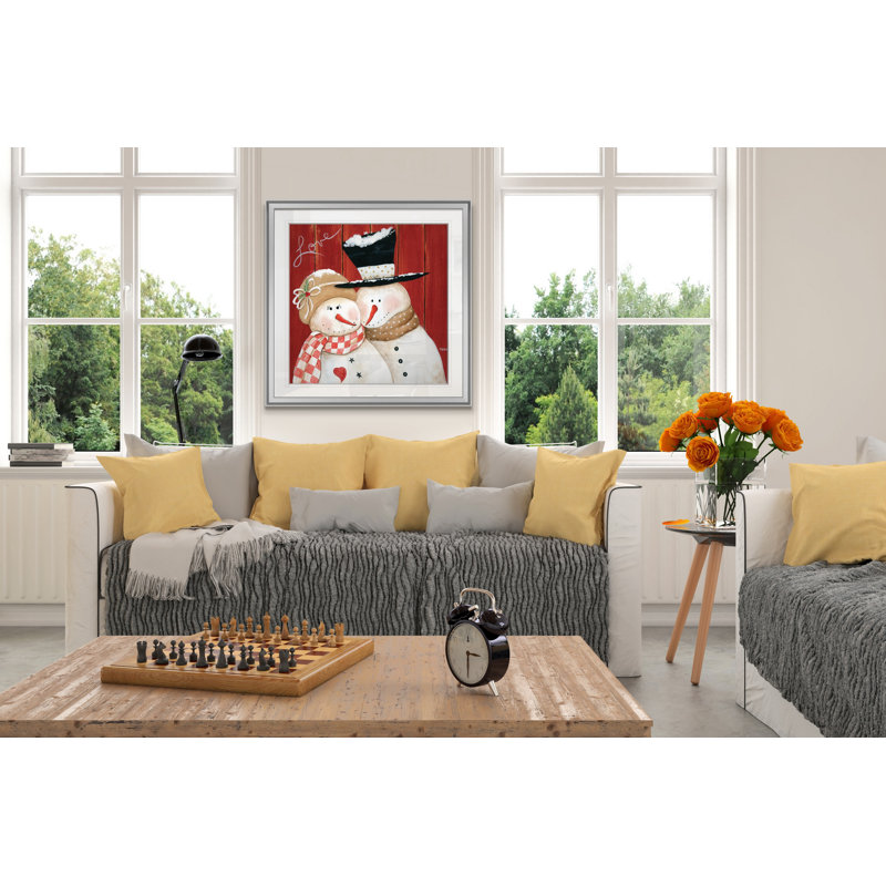 « frosty love », peinture, H 28 po x l 28 po x P 1,5 po, Encadrement argenté