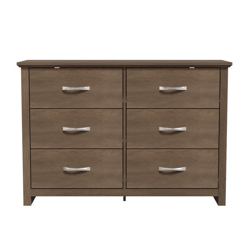 Roddy Transitional 46.9" W 6 Drawer Dresser, Dark Brown 