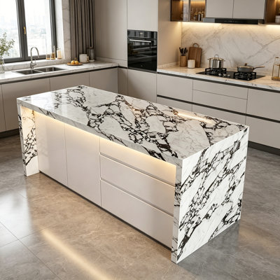 High-End Luxury Modern Kitchen Island with Large Storage – Contemporary Kitchen Workstation for Home Use