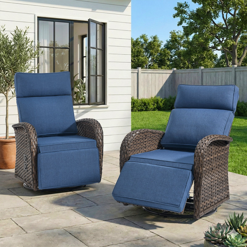 Fauteuil oscillant inclinable et pivotant 2 pièces Amina, Bleu