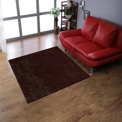 Mandrup Hand Tufted Shag Polyester Eco-Friendly Area Rugs - Round, Square, Brown Color, Plain Solid Design, High Pile Thick Handmade Anti Skid Area Rugs for Living Room, Bed Room
