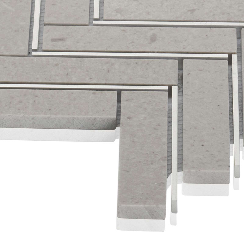1" x 12" Natural Stone Mosaic Sheet Tile, Gray