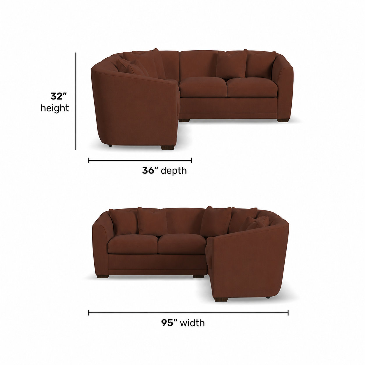 Upholstered L-Sectional, Henna Rust Livesmart