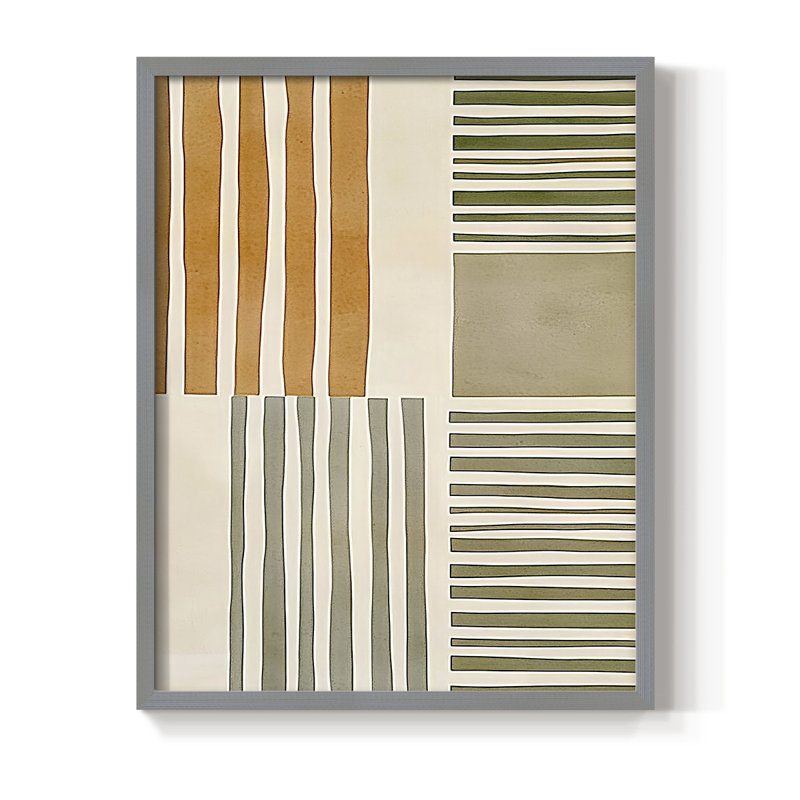 Impression abstraite encadrée CXV III - prête à être suspendue - fabriquée aux États-Unis, H 14 po x l 11 po, Gris