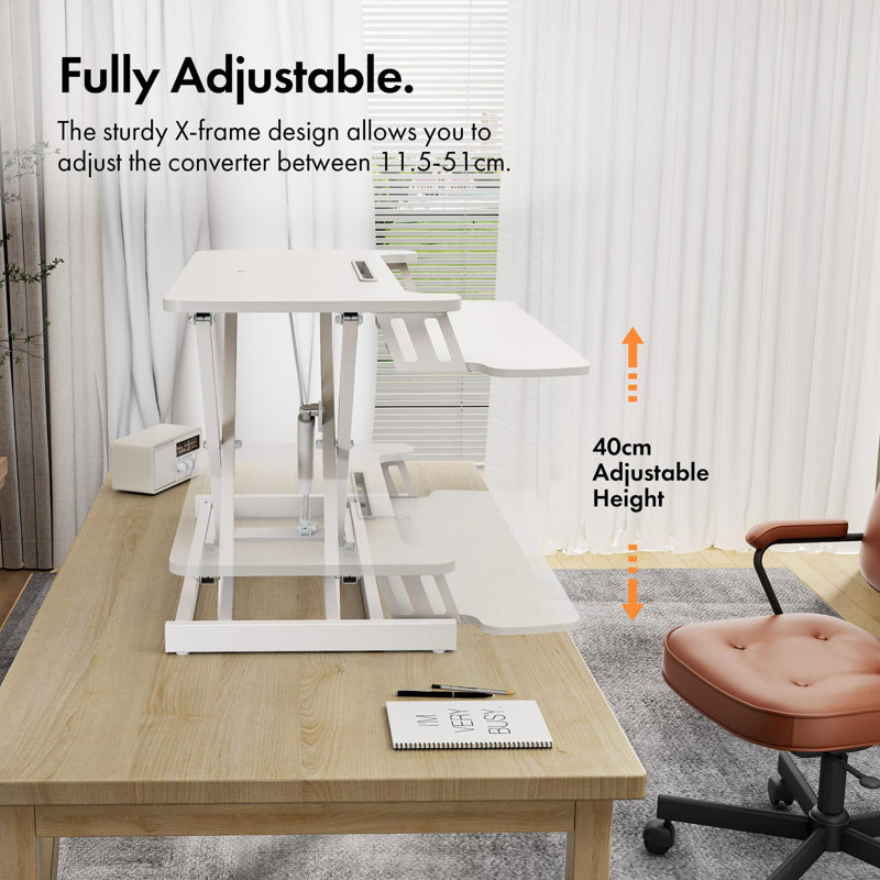 Adjustable Standing Desk Converter, White, White