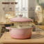 Cocotte en fonte émaillée 7 pte avec couvercle et accessoires - Batterie de cuisine rose pour la cuisson, le rôtissage et les ragoûts-120199019-120199024