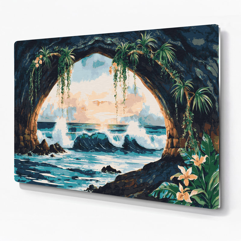 Art mural hawaïen avec arches naturelles grises, H 24 po x l 36 po