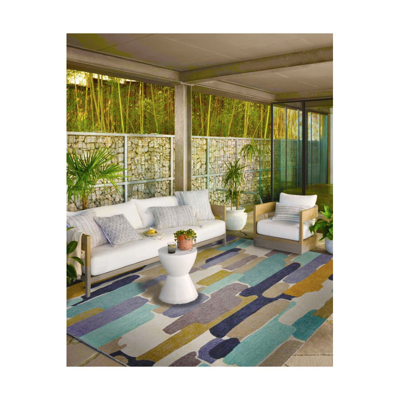 Bordered Flowing Framed Pattern Woven Base and Washable Area Rug, Rectangle 3'11" x 5'11"