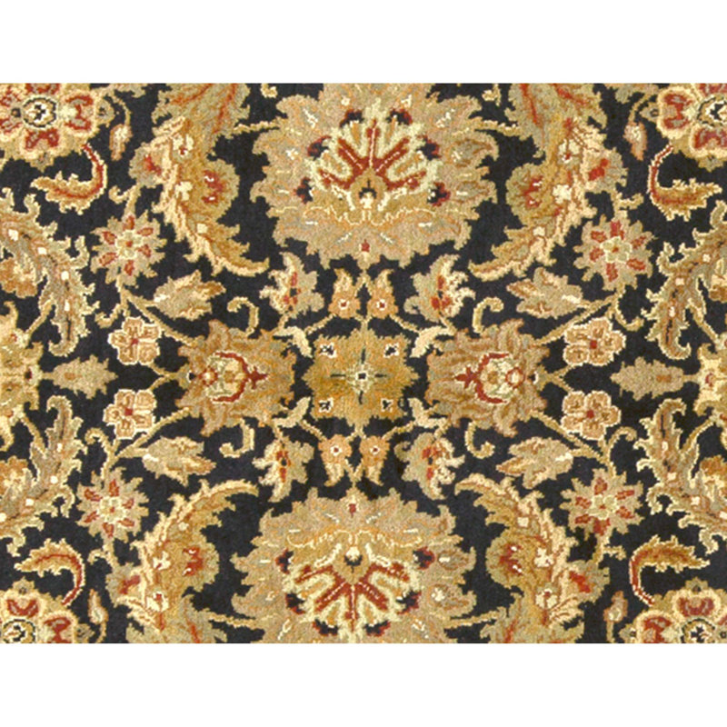 Hand Knotted Wool Oriental Area Rug in Black And Ivory