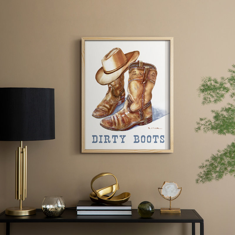 Dirty Boots Framed Print - Solid Wood, 11" H x 9" W, Natural