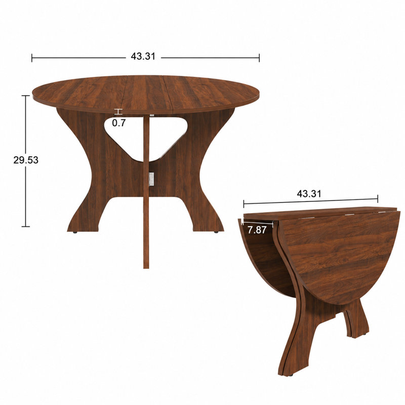 Space-Saving Folding Dining Table for Compact Homes with Slim Storage Profile and Durable Walnut Finish