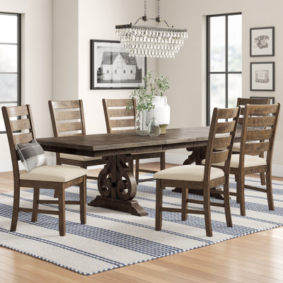 Kalysia 42 " Extendable Rubberwood Rectangular Solid Wood Top with Solid Wood Base Dining Table