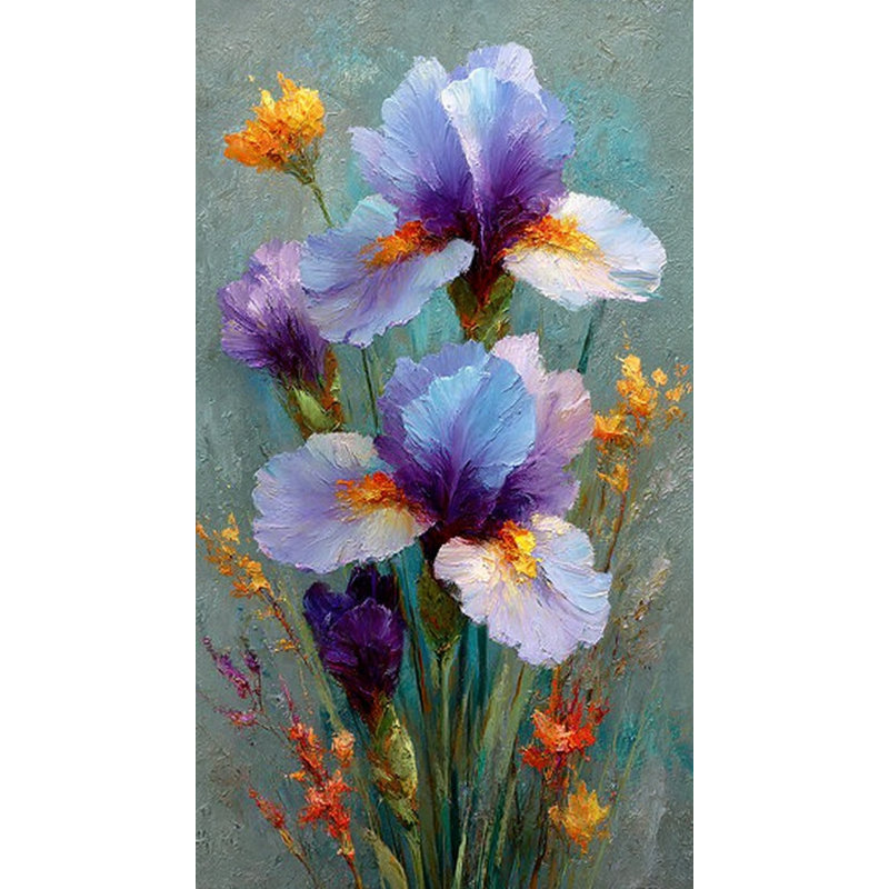 «Vibrant Iris Garden», art mural sur toile, H 36 po x l 20 po